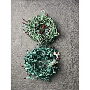 Christmas Holiday Electric Lights 100+ Count Multicolor 40 ft + Long 2pc TESTED